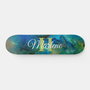 Skateboard Parties scintillant Girly Green Mermaid Monogramme