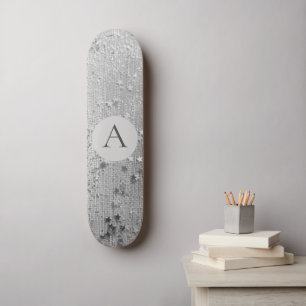 Skateboard Parties scintillant Monogram Silver Stardust sur S