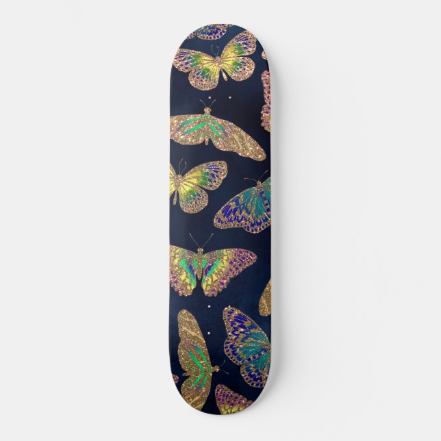Skateboard Parties scintillant Motif d'aquarelle marine (Recto)