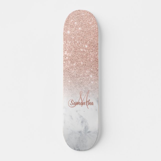 Skateboard parties scintillant or rose ombre marbre chic ajou (Devant)