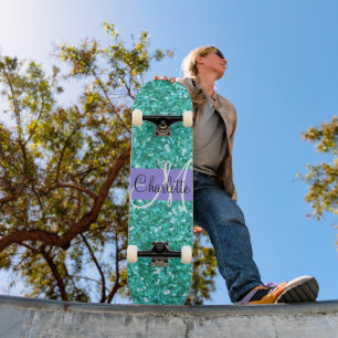 Skateboard parties scintillant pétillante turquoise monogramm