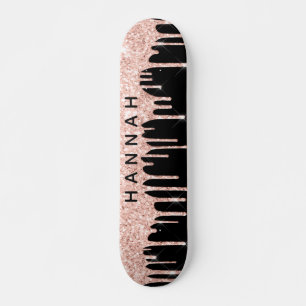 Skateboard Parties scintillant Rose Drives Personnalisé Noir