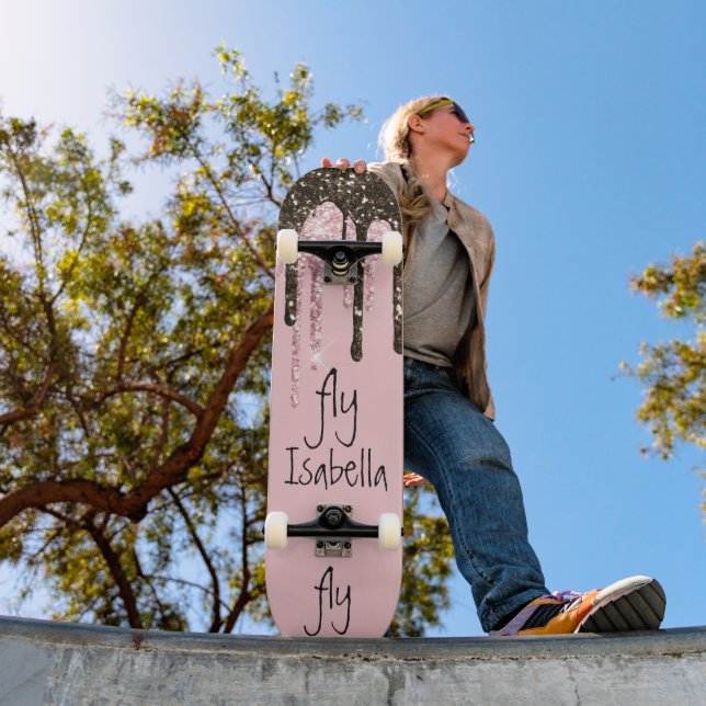 Skateboard Parties scintillant rose vif Fille Épersion Nom pe (Extérieur 1)