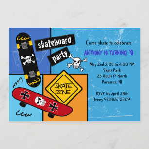Skateboard Party Geburtstag Einladung