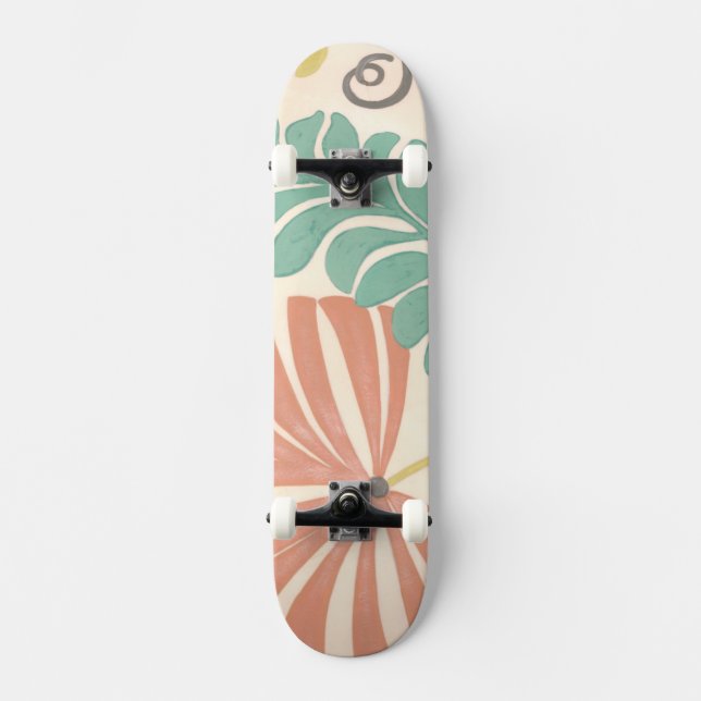 Skateboard Pastel Floral Vines et Feuilles sur Arrière - plan (Recto)