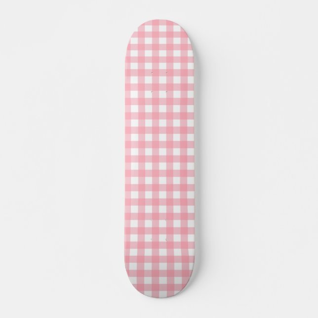 Skateboard Pastel Pink Cottagecore En vichy Chèques (Devant)