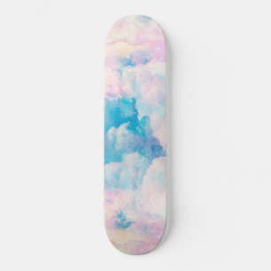 Skateboard Pastel Rainbow Ciel nuageux