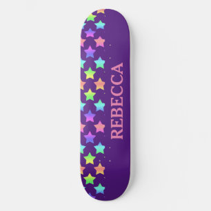 Skateboard Pastel Rainbow Ombre Stars sur Arrière - plan viol
