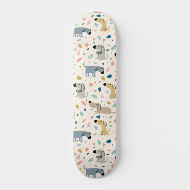Skateboard Pastel Terrazzo Funny Mignonne Chien Motif (Recto)