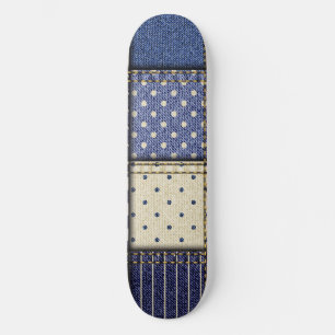 Skateboard Patchwork Denim bleu