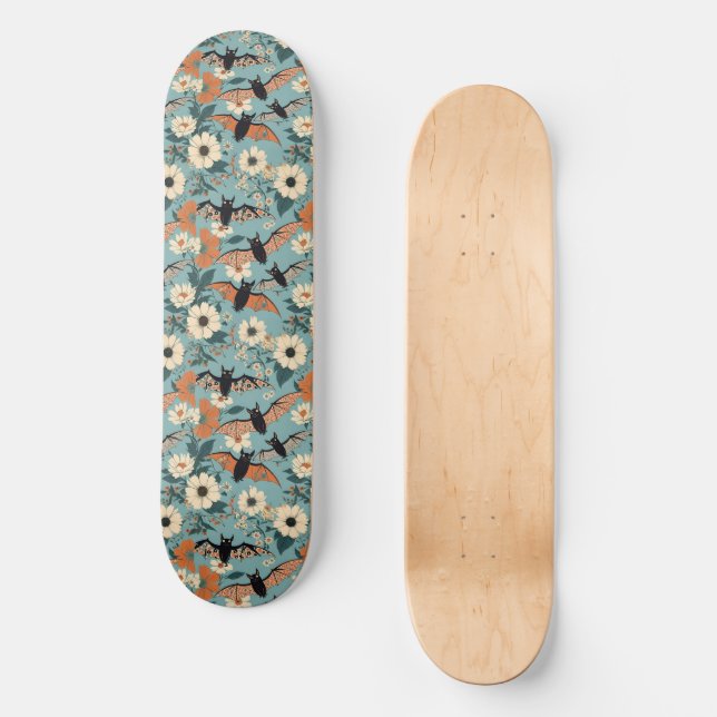 Skateboard Patchwork floral Chauve-Halloween & Fleurs (Recto)