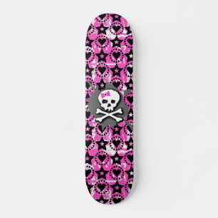 Skateboard Patinage à crâne rose