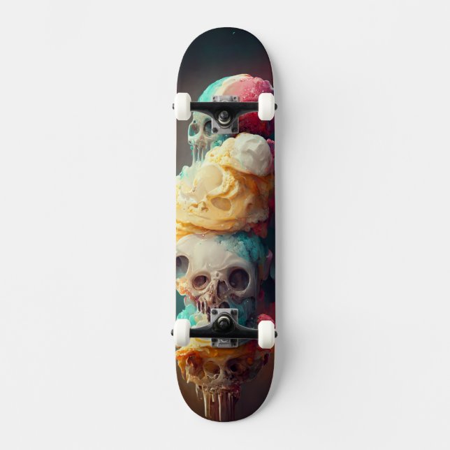Skateboard Patinage à cris de glace - Design crâne Abstrait (Recto)