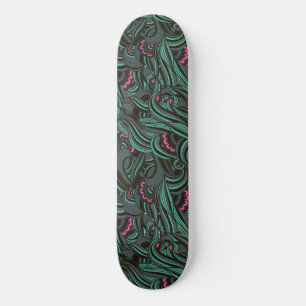 Skateboard Patinage à motifs floraux vert et rose