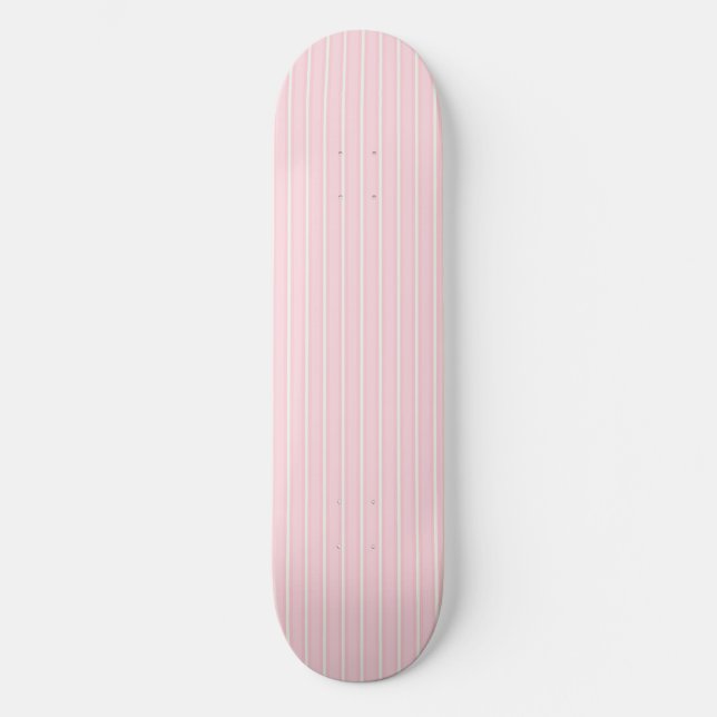 Skateboard Patinage à rayures rose et blanc (Recto)