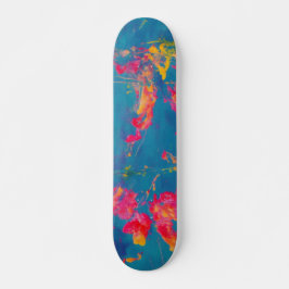 Skateboard Patinage Abstrait bleu jaune et orange