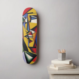 Skateboard Patinage Abstrait Portrait Cubiste