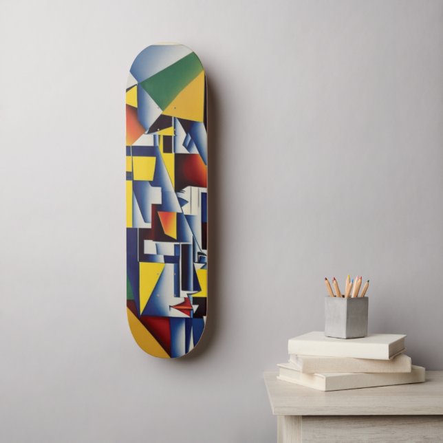 Skateboard Patinage Abstrait Portrait Cubiste (Art mural)