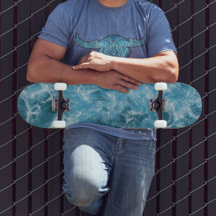 Skateboard Patinage Blue Ocean Waves