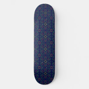 Skateboard Patinage Carré géométrique bleu