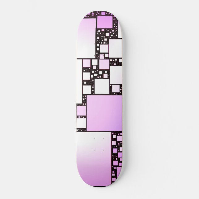 Skateboard Patinage Carré rose et blanc (Recto)