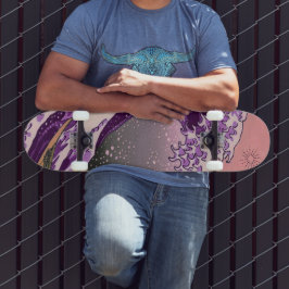Skateboard Patinage Clair Neon Rétro Purple Wave