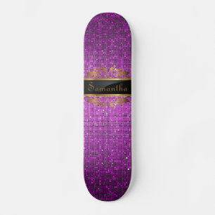 Skateboard Patinage Comp Disco Glitz Sequin Purple Parties sc