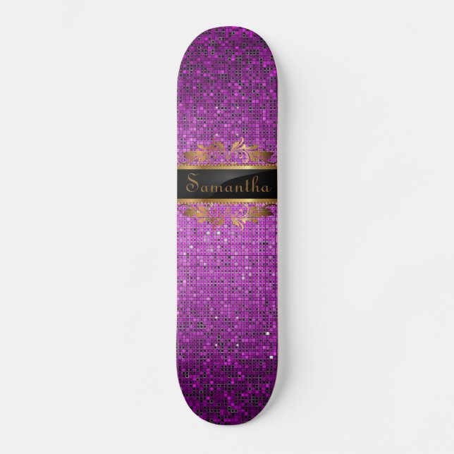 Skateboard Patinage Comp Disco Glitz Sequin Purple Parties sc (Recto)