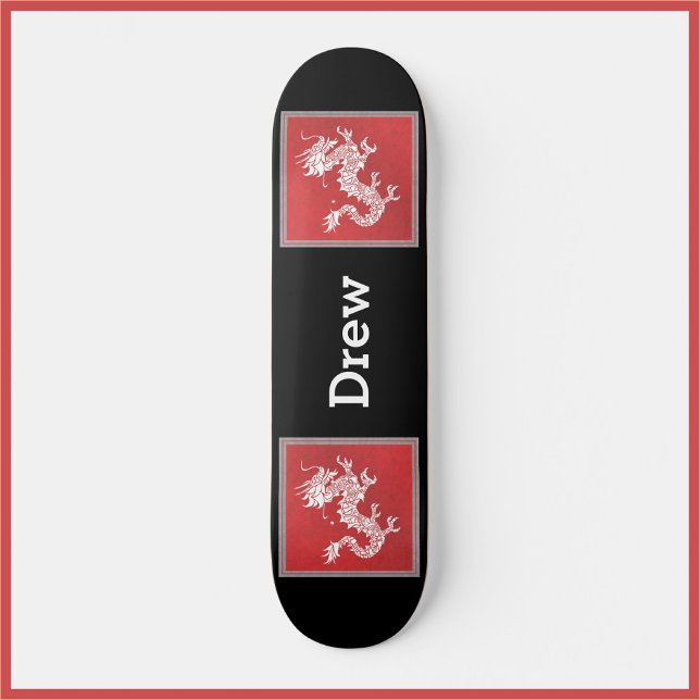 Skateboard Patinage cool Red White et Black Dragon (Créateur téléchargé)
