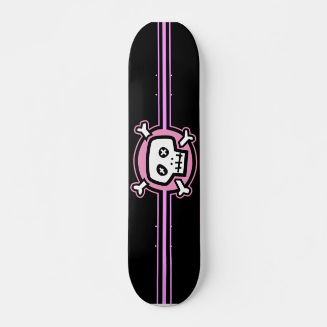 Skateboard Patinage crâne rose (Devant)