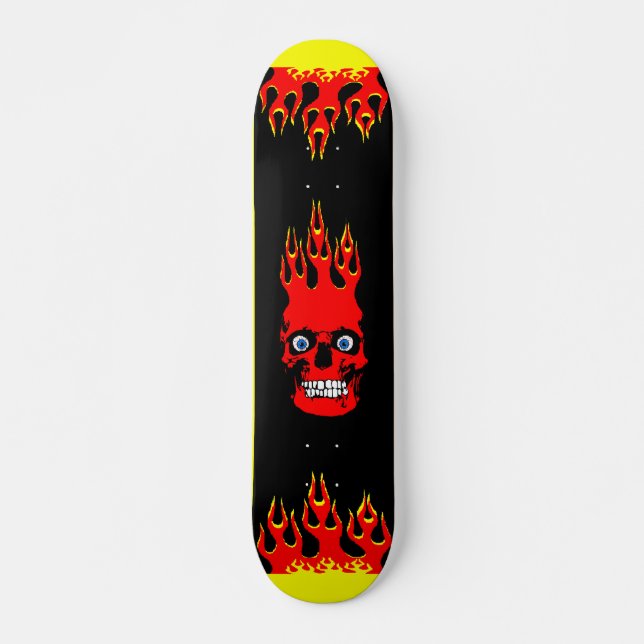 Skateboard Patinage de crâne à flammes (Devant)