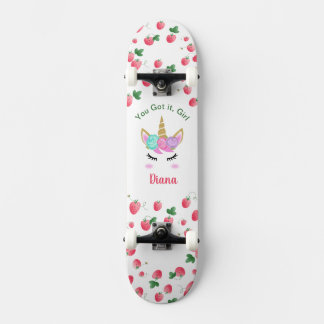 Skateboard Patinage de fraise Unicorne avec nom