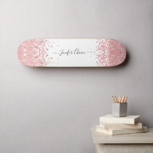 Skateboard Patinage de nom personnalisé de dégradé rose pâle