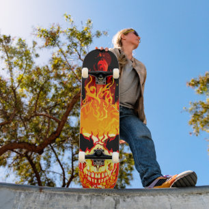 Skateboard Patinage du crâne flamboyant