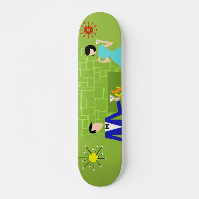 Skateboard Patinage en couple moderne du milieu du siècle (Devant)