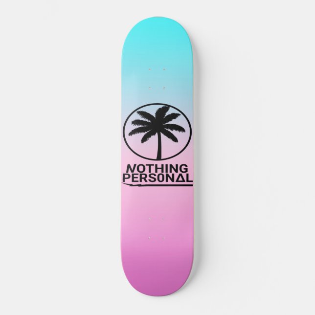 Skateboard Patinage en dégradé bleu et rose (Recto)