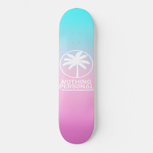 Skateboard Patinage en dégradé bleu et rose (Recto)