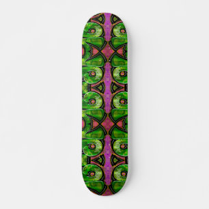 Skateboard Patinage en graffiti rose et vert
