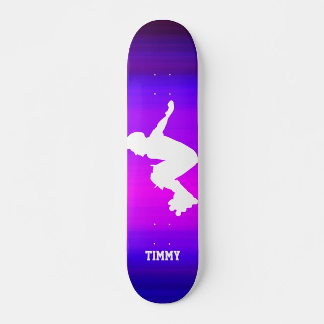 Skateboard Patinage en ligne; Violet bleu vibrant et Magenta (Devant)