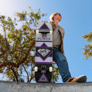 Skateboard Patinage en noir et argent cool Power Diamate