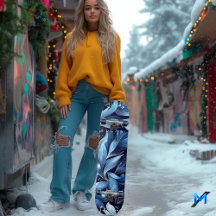 Patinage floral bleu minuit avec feuille Abstraite