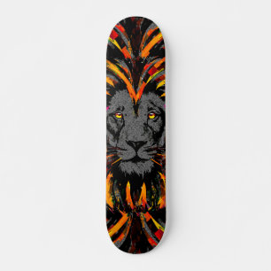 Skateboard Patinage Lion   Orange Lion Head Illustration