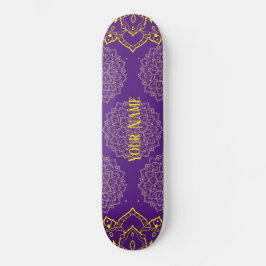 Skateboard Patinage Mandala jaune et violet profond