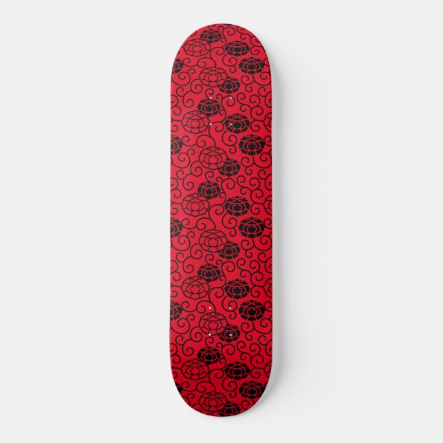 Skateboard Patinage Red Peonies (Recto)