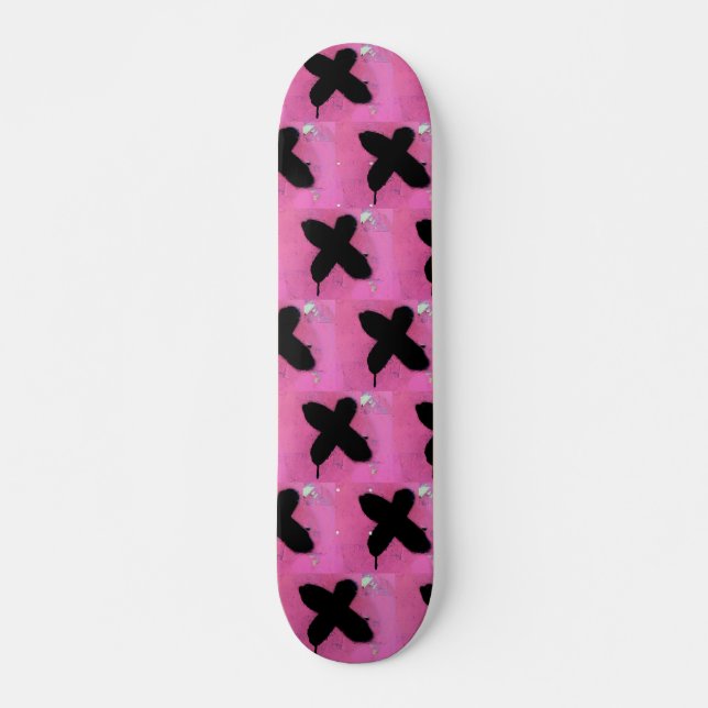 Skateboard Patinage rose. (Devant)