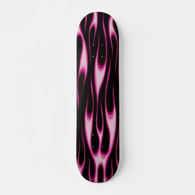 Skateboard Patinage rose flamme (Devant)