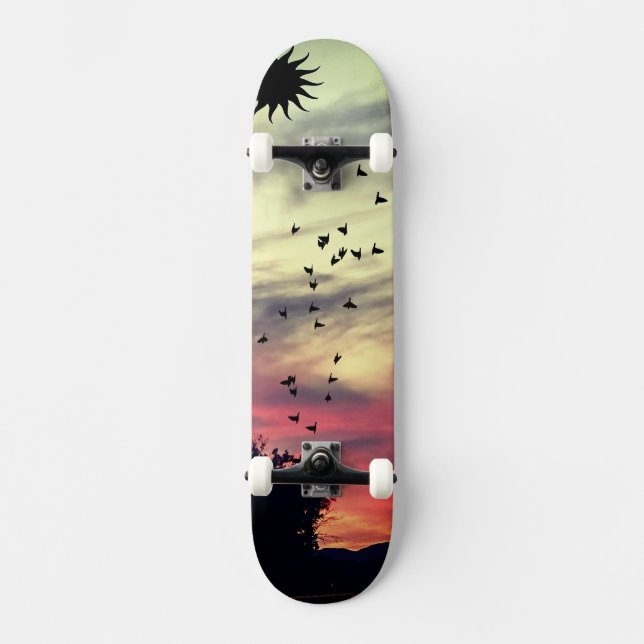 Skateboard Patinage sur le coucher du soleil (Recto)