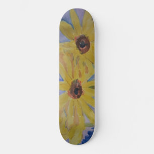 Skateboard Patinage sur les tournesols jaunes d'été