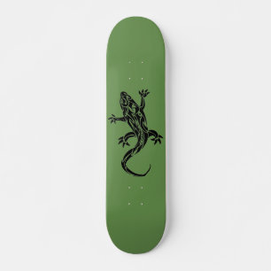 Skateboard Patinage Tribal Tattoo Gecko Green