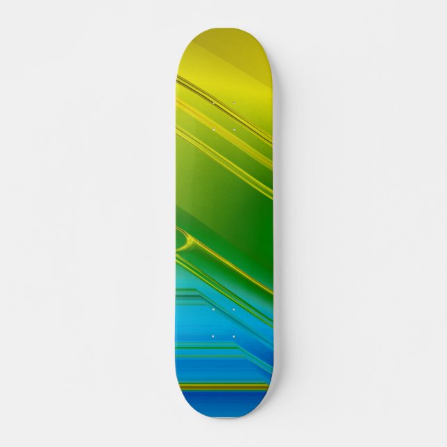 Skateboard Patineta Abstracto Neón Amarillo Verde Y Azul (Devant)